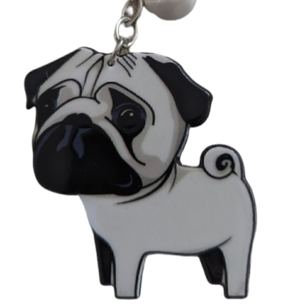 Dog Charm Keychain Keyholder Pug Frenchie Design - Picture 4 of 7